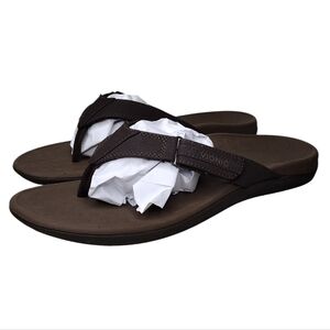 Vionic Ryder Orthaheel Brown Adjustable Strap Slip-On Flip-Flops Sandals Sz 13